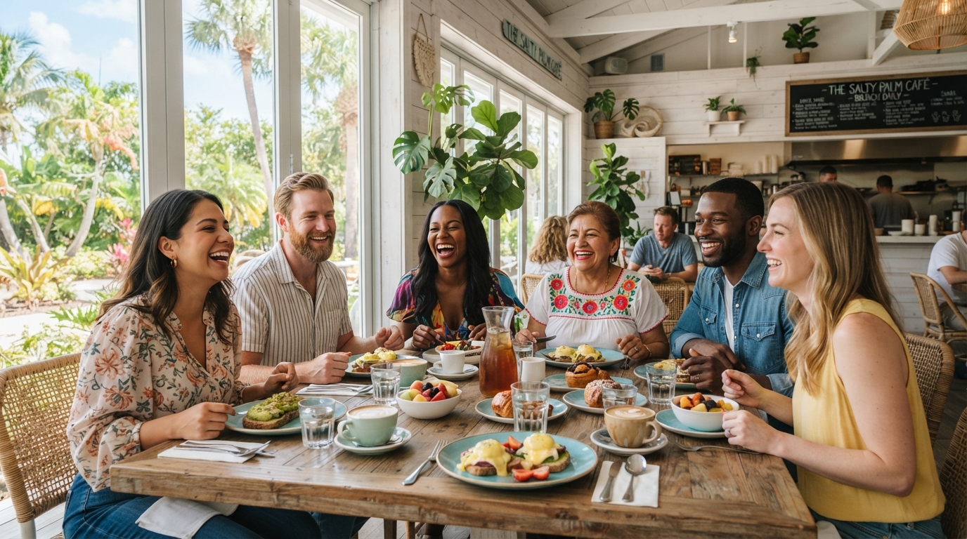 Bright casual cafΓ© brunch interior with natural light in Southwest Florida
