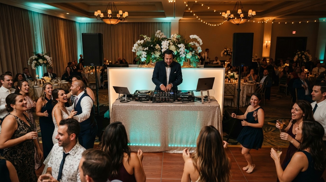 Professional DJ setup at an elegant Southwest Florida event