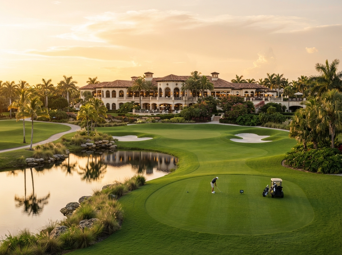 Upscale Southwest Florida resort golf course with clubhouse