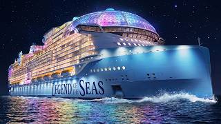Royal Caribbean Legend of the Seas cruise ship sailing the open ocean illuminated at night