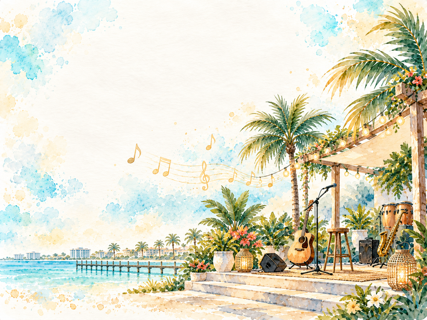 Outdoor live music stage on the water in Southwest Florida