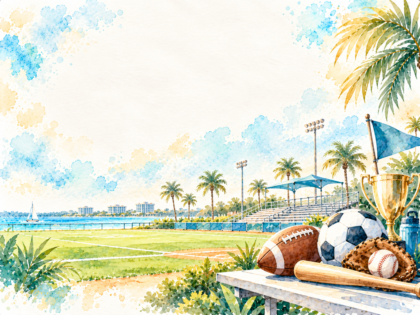 Parent and young athlete at a sunny Southwest Florida soccer field with family safety shield