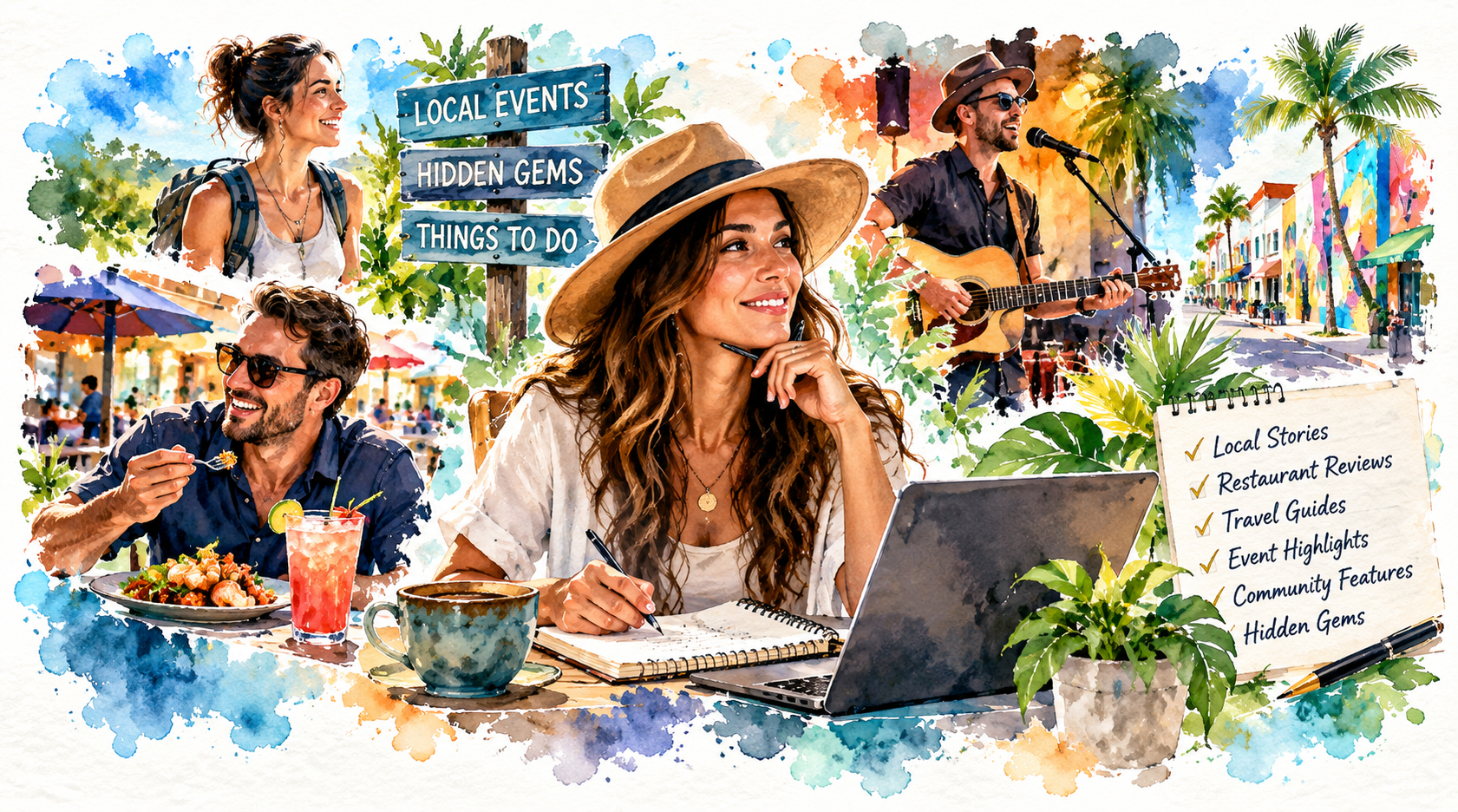 Southwest Florida local contributor writing stories, restaurant reviews, travel guides, and hidden gems montage