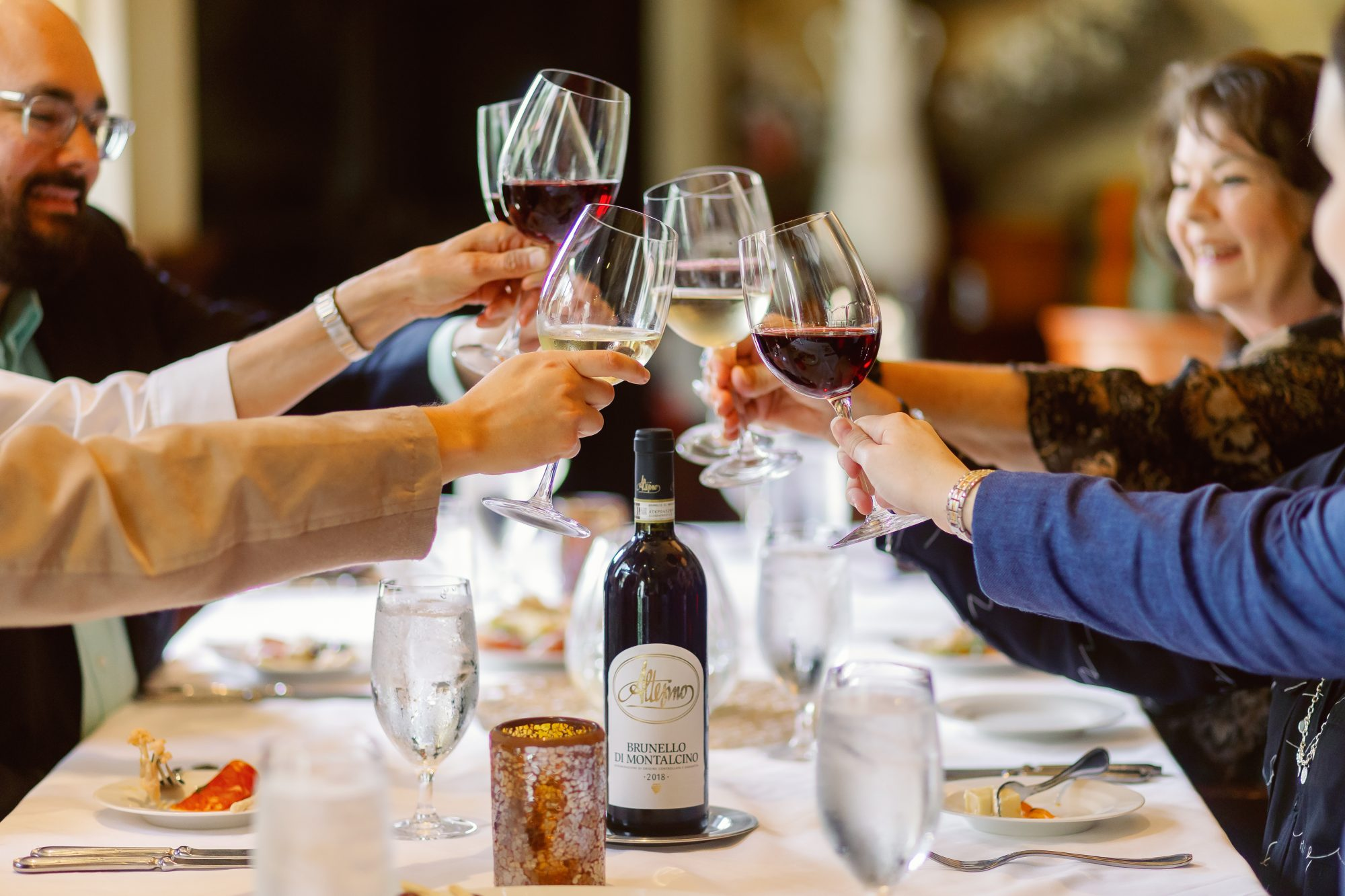 Wine toast celebration and fine Italian dining at Angelina's Italian Restaurant in Bonita Springs, Florida