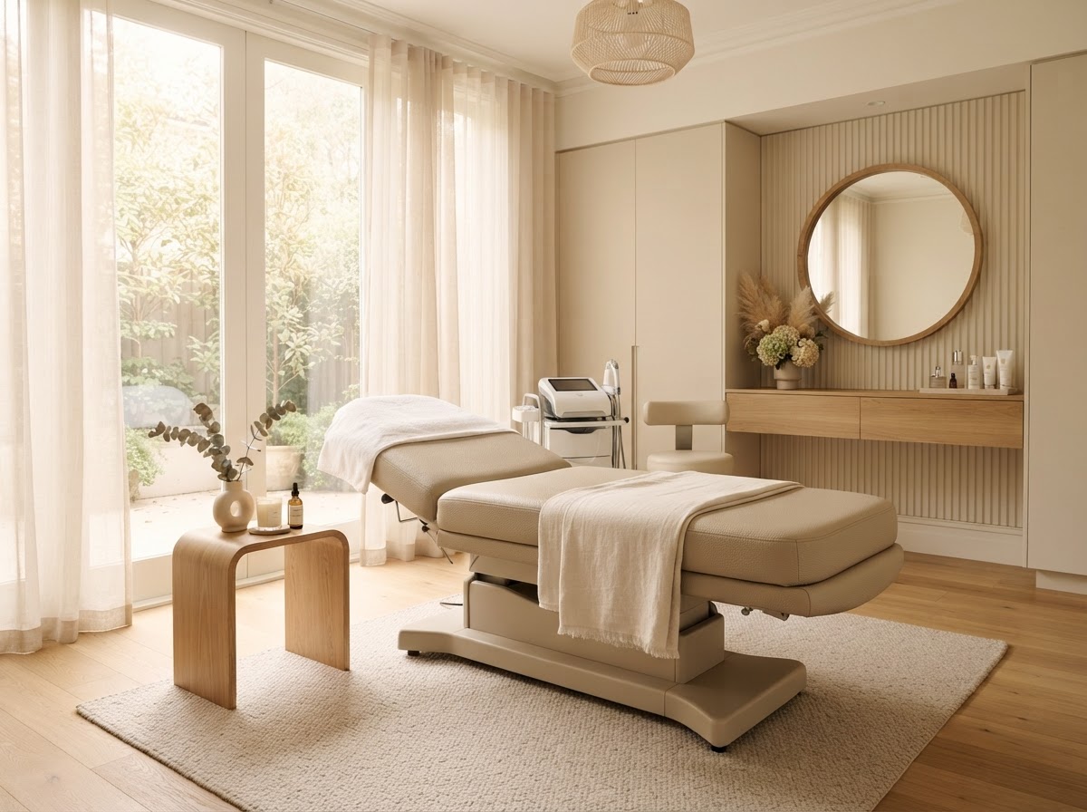 Interior luminoso y elegante del centro de estética Lumina Clinic en Lo Barnechea