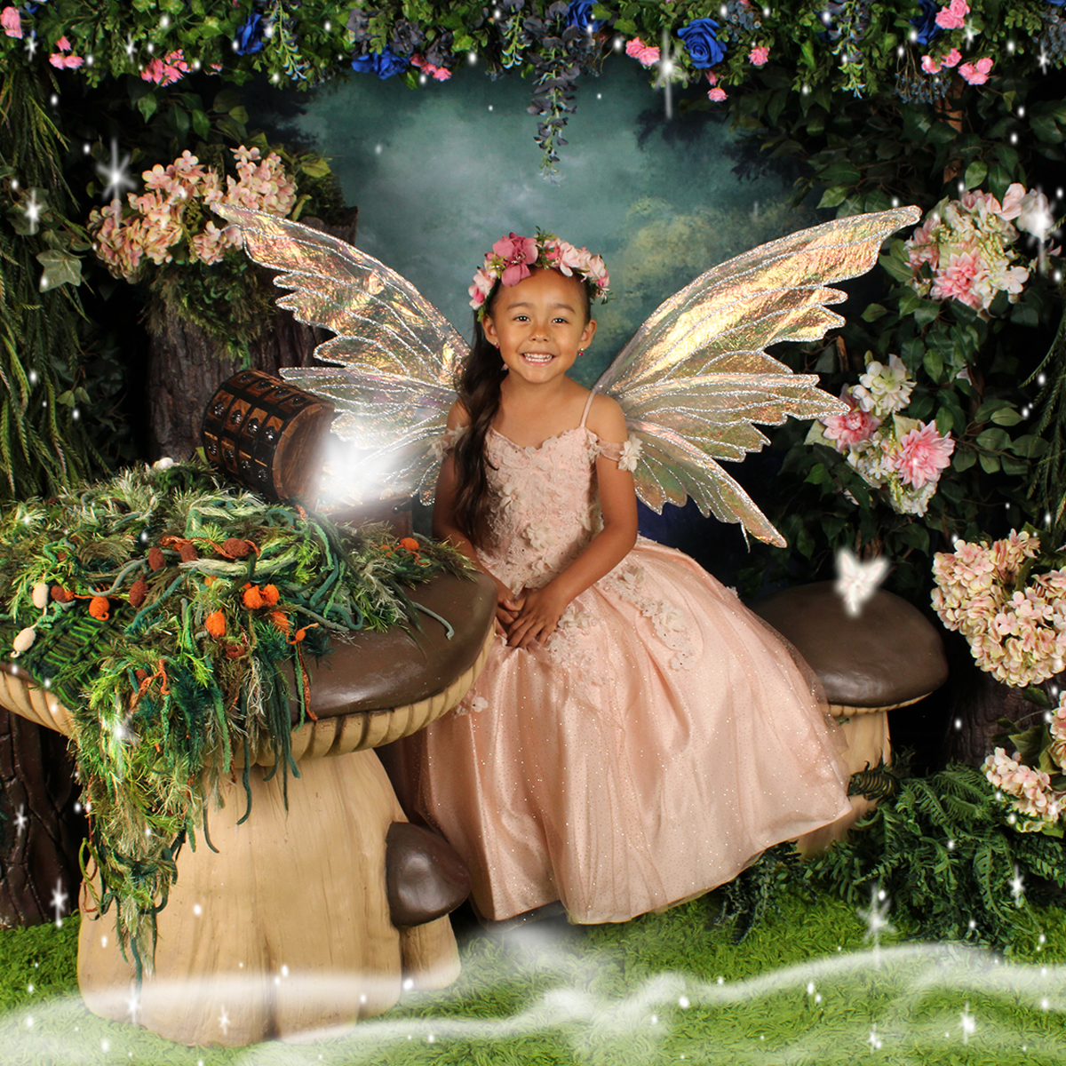 Siblings together in a magical fairytale portrait