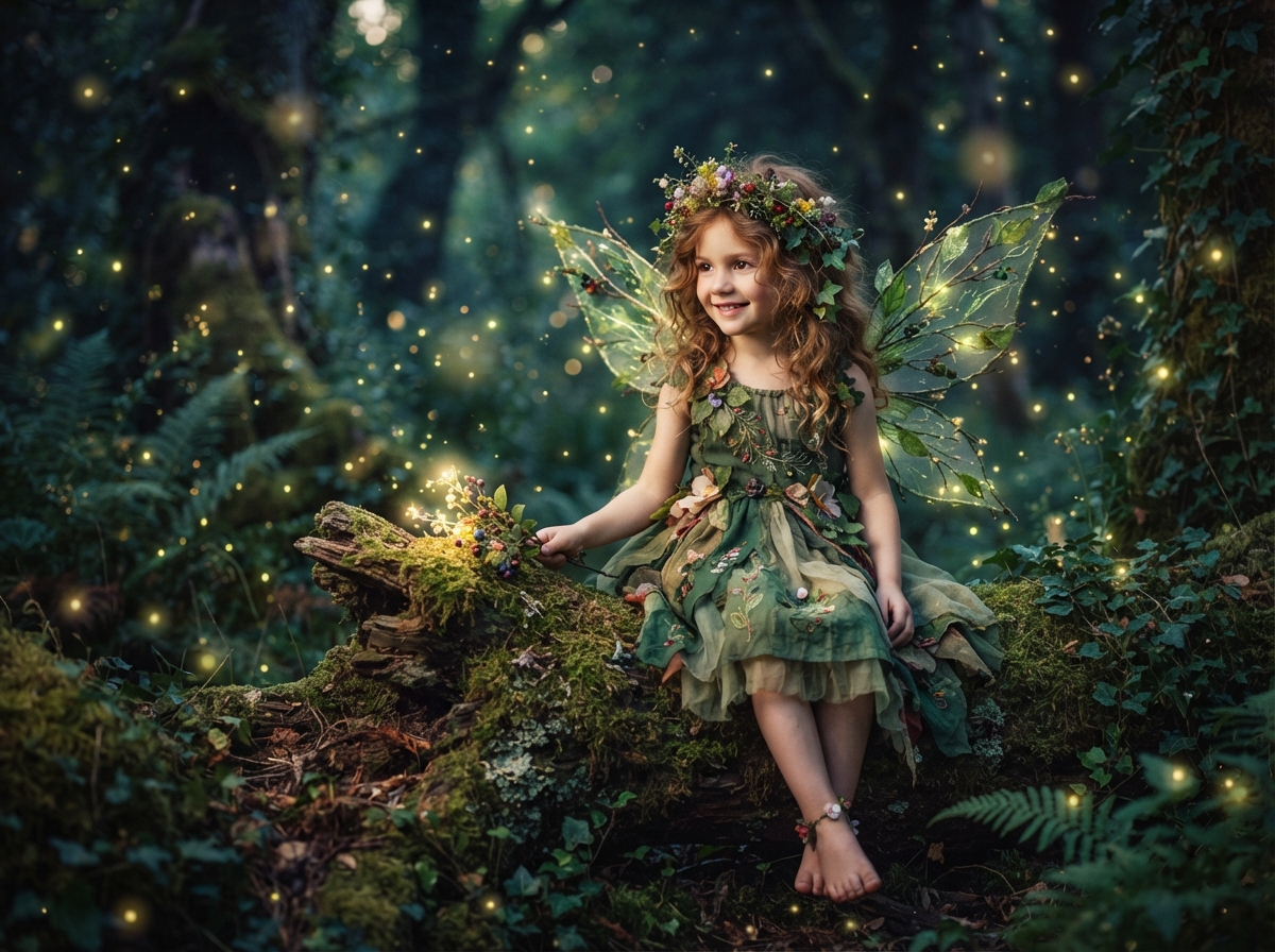 Woodland fairy child portrait by Magical Portraits Studio in San Antonio