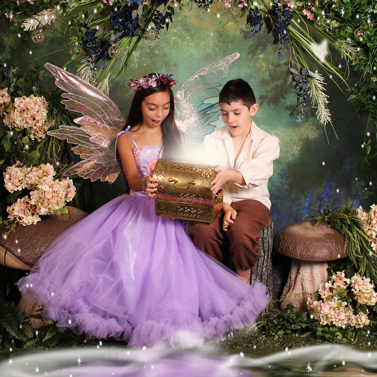 Child as a warrior with shield in an enchanted fairytale portrait