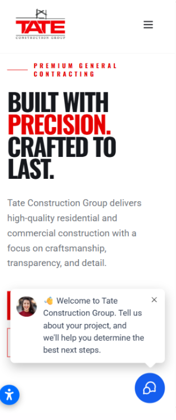 Tate Construction Group mobile view