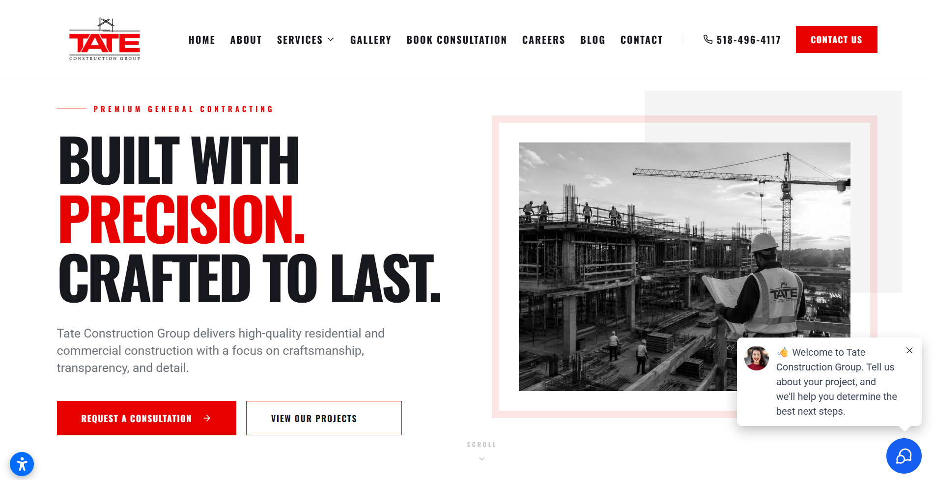Tate Construction Group desktop view