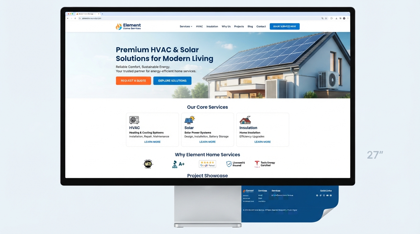 Vanguard HVAC & Solar — Home Services website design by PDAC Media