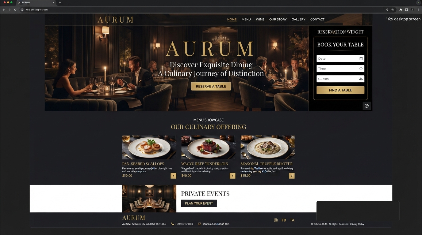 The Gilded Fork — Restaurant & Hospitality website design by PDAC Media