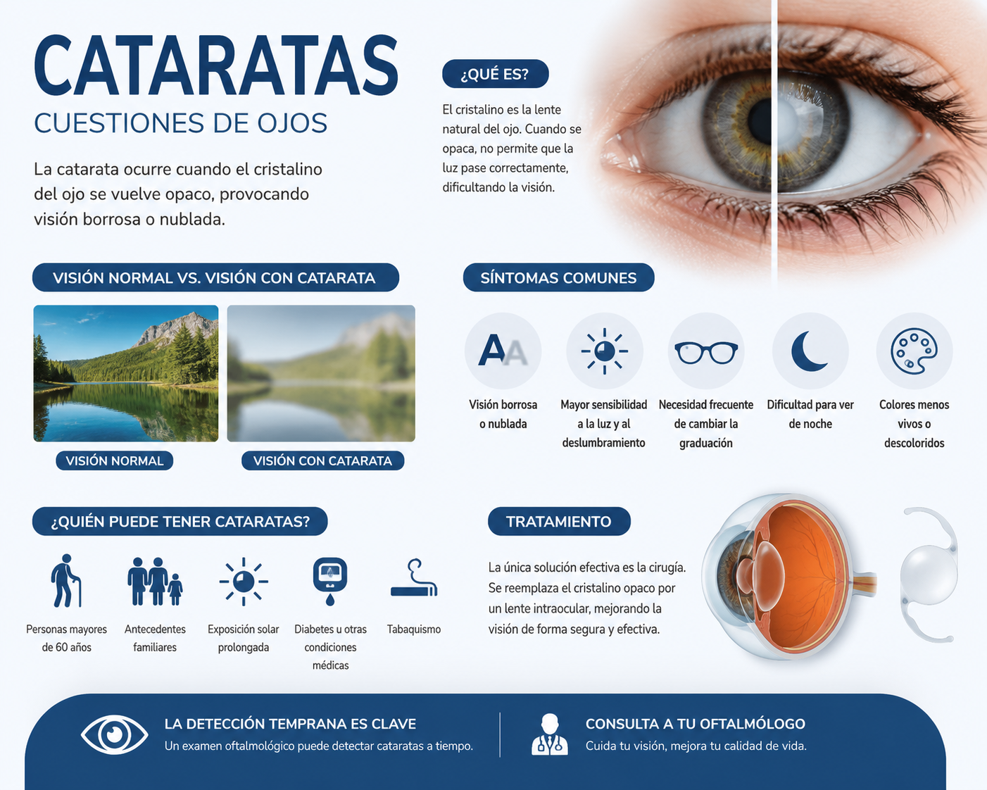 Cirugía de cataratas: cómo se realiza y qué papel tiene el lente intraocular