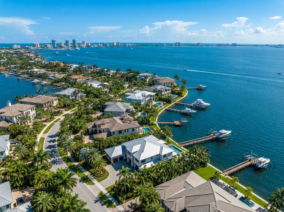 Florida coastal homes with palm trees in St. Petersburg