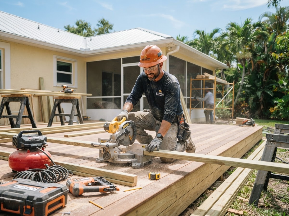 Contractor working on a Florida home renovation project