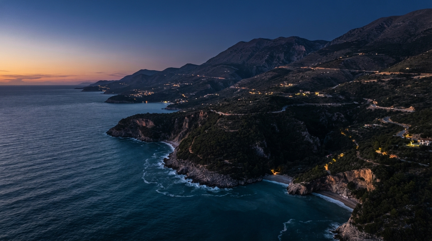 Albanian Riviera at blue hour