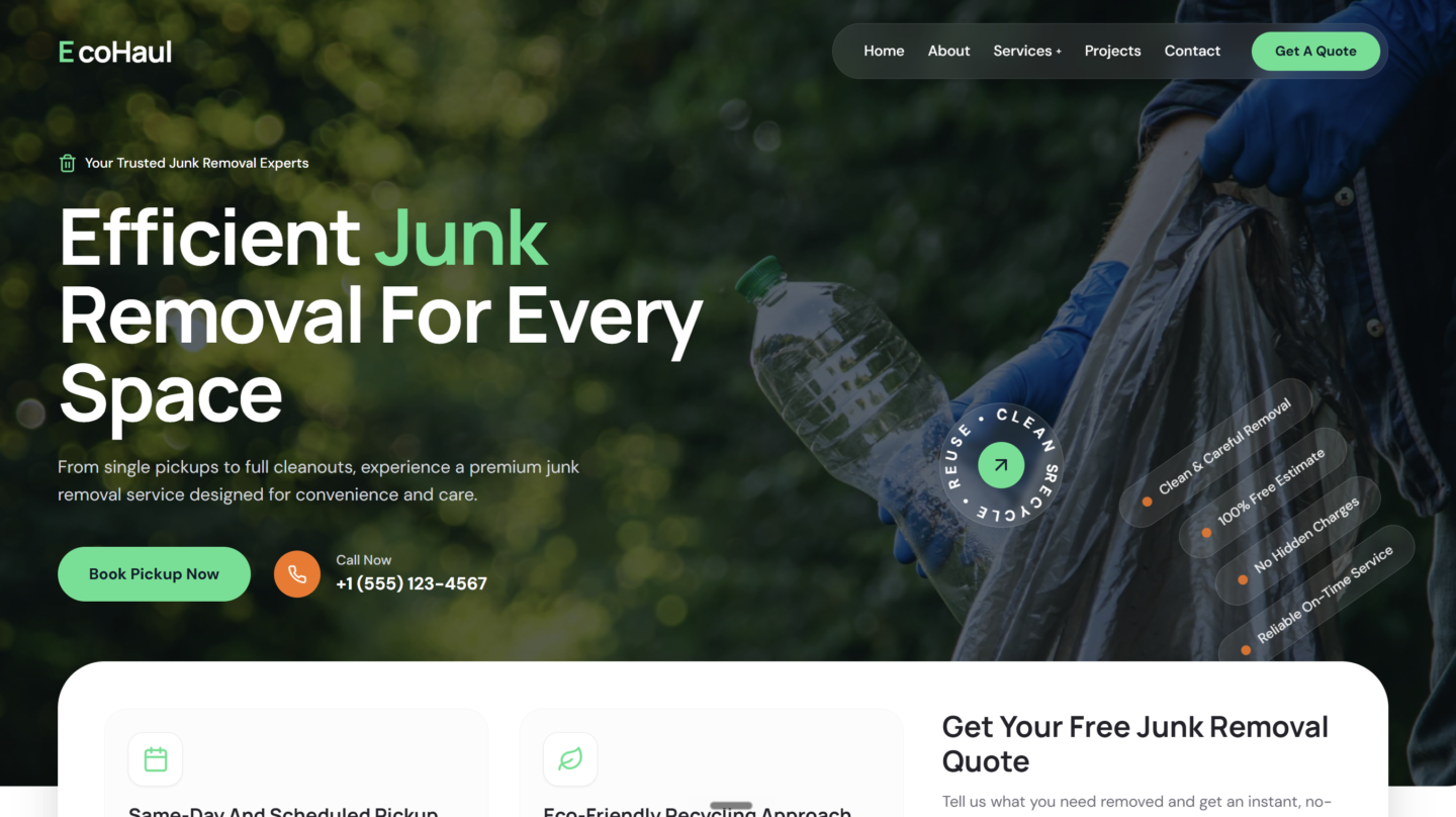 GoHighLevel Snapshot for Junk Removal Website — Website Preview