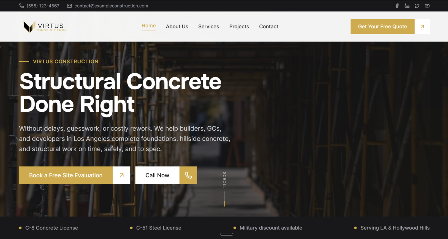 GoHighLevel Snapshot for Contractor & Construction — Website Preview