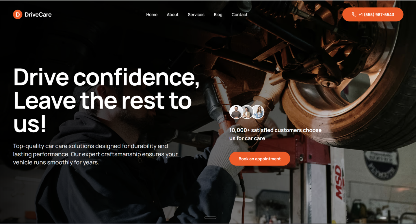 GoHighLevel Snapshot for Auto Repair & Care Website — Website Preview