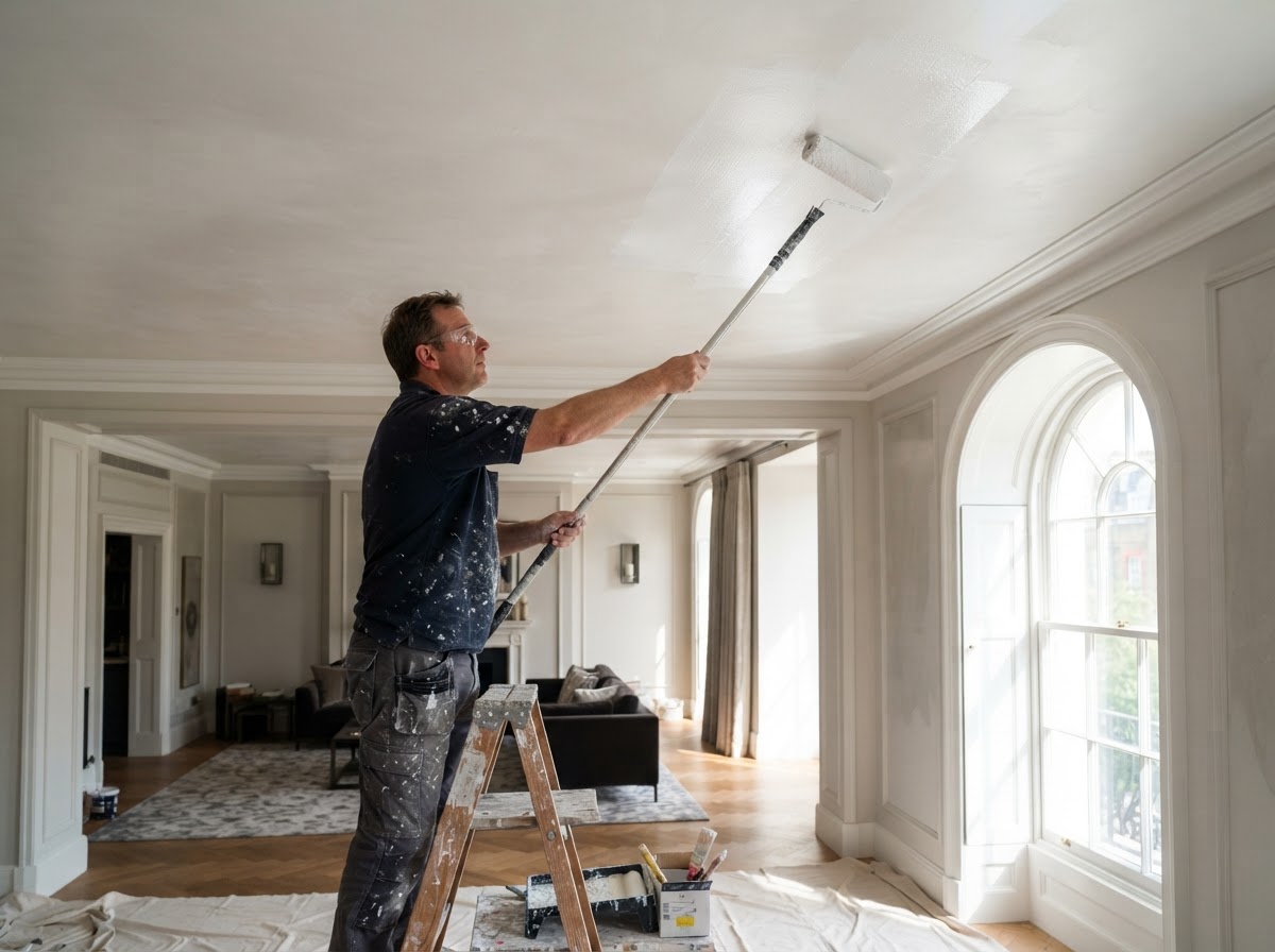 Ceiling Painting — professional painter at work in a Houston, TX home | Rose Painting Group