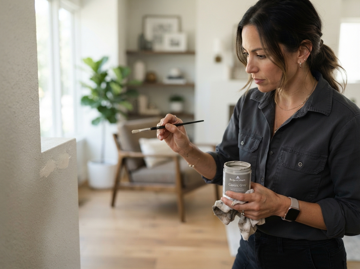 Touch-Up Painting — professional painter at work in a Houston, TX home | Rose Painting Group