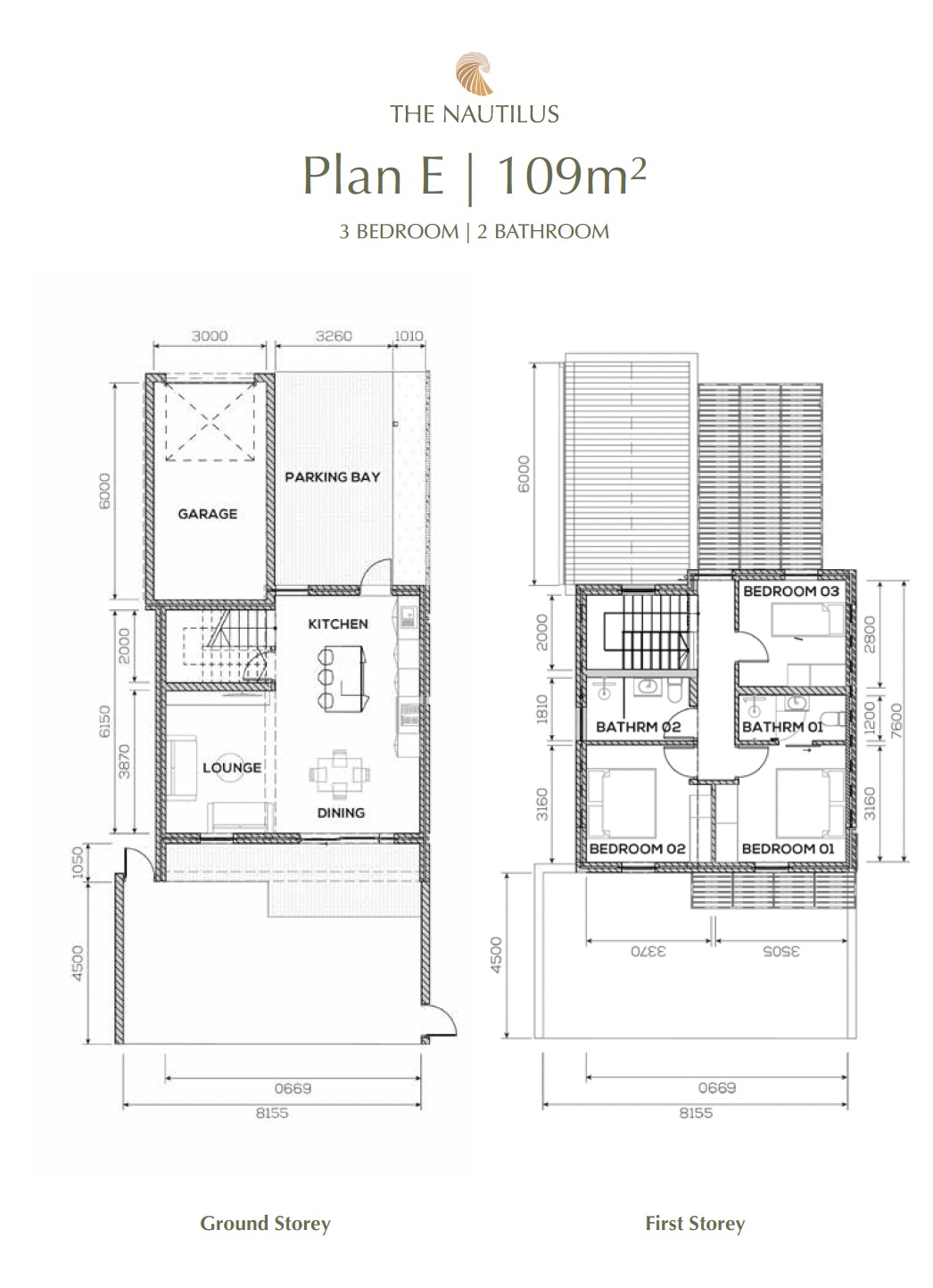 2 Bed 2 Bath Duplex Type E — 109m²