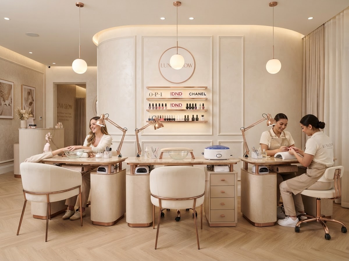 Nail Care Area at Luna Glow Beauty Studio