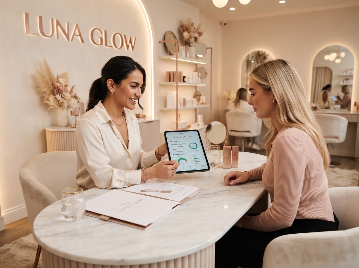 Beauty Consultation Area at Luna Glow Beauty Studio