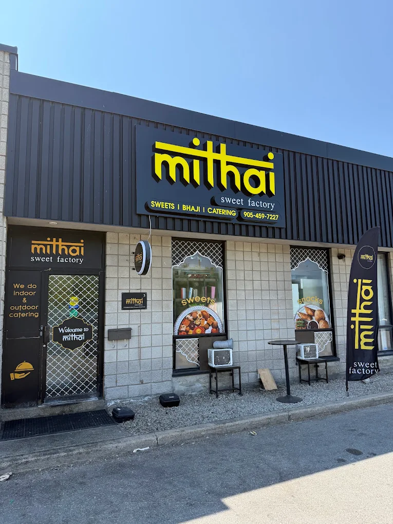 Mithai Sweet Factory storefront in Brampton — fresh Indian sweets made daily