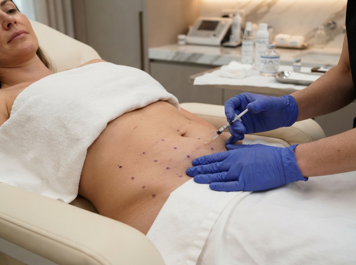 Abdominal fat dissolving body contouring treatment at Quartz Clinic