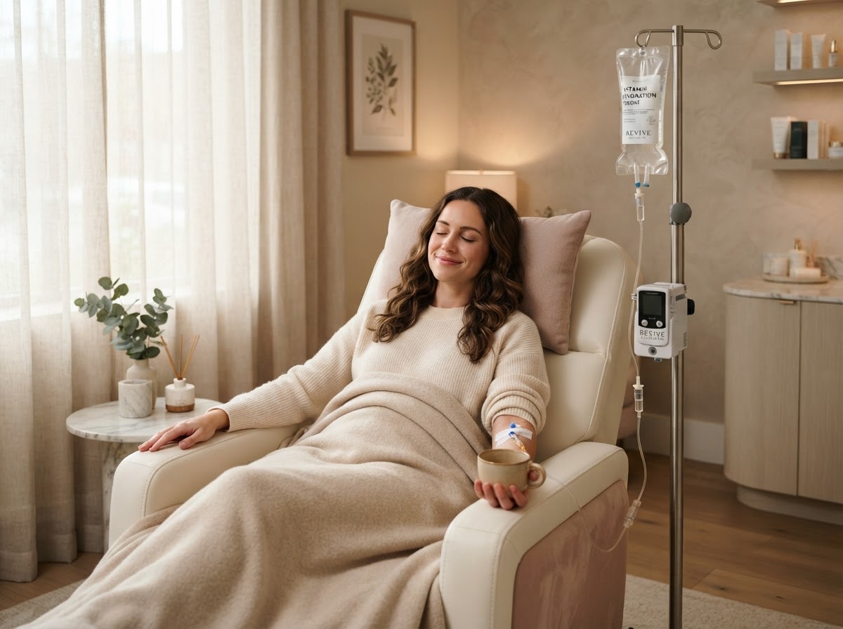 Luxury IV therapy lounge at Quartz Aesthetic Clinic