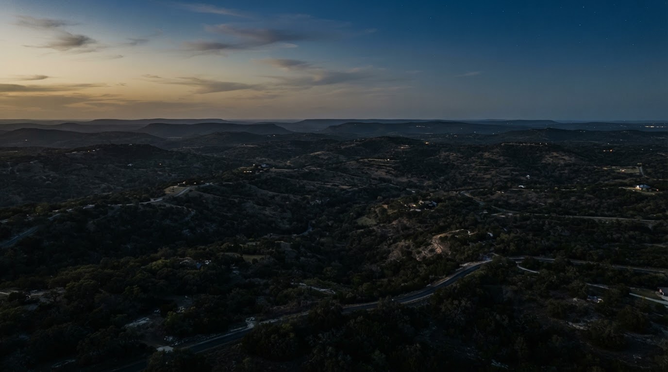 Texas Hill Country at dusk