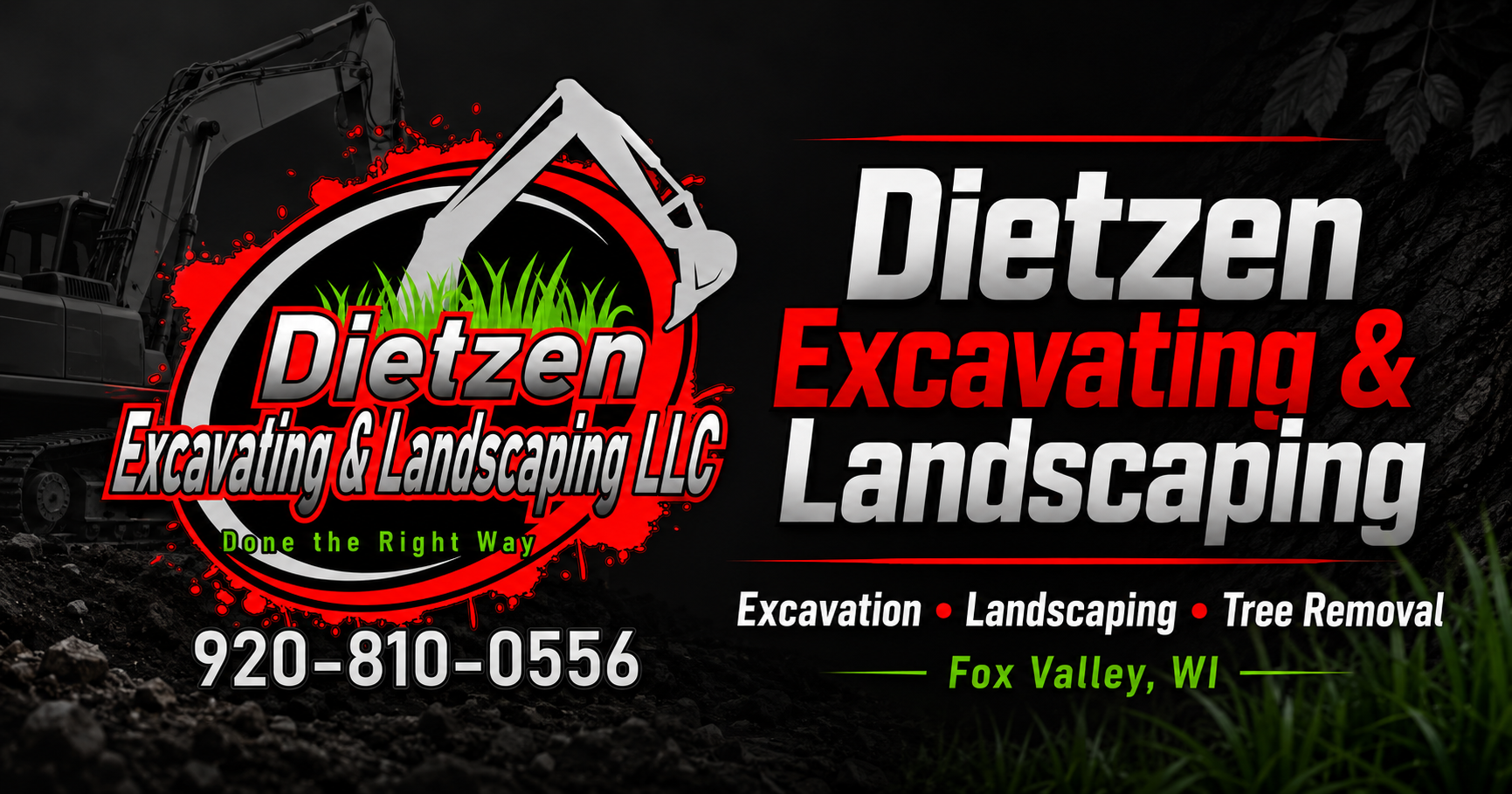 Dietzen Excavating Bobcat skid steer at work on a lot clearing project in Fox Valley, Wisconsin
