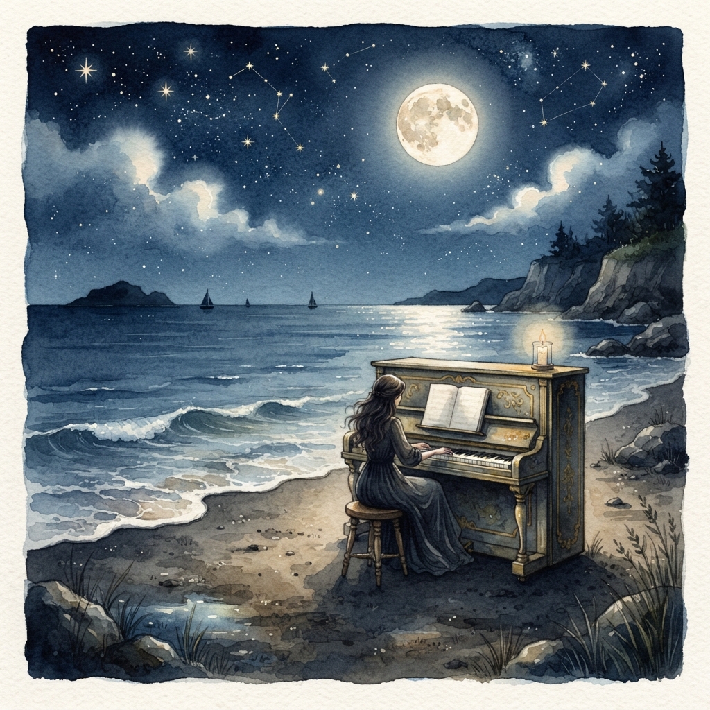 Moonlit Shore Piano — Ocean and Nature Sounds album artwork