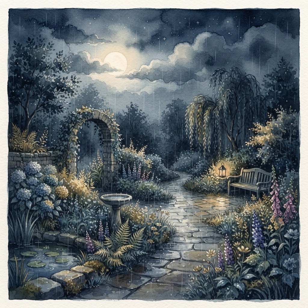 Garden Rain at Dusk — Rainy Night Sleep Music album artwork