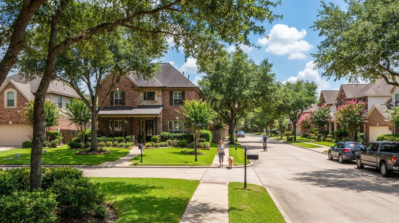 Suburban family neighborhood in Spring, Texas