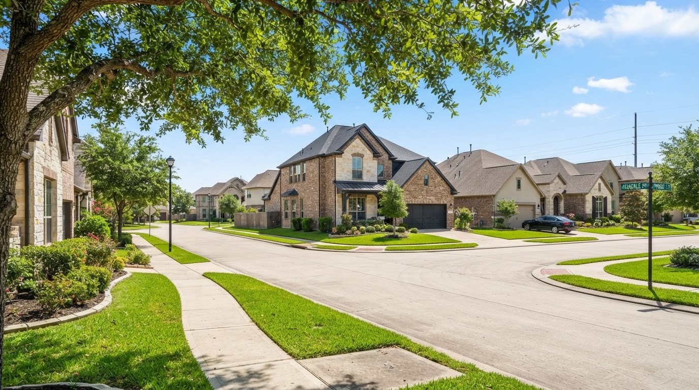 Cypress, Texas suburban residential neighborhood with modern homes