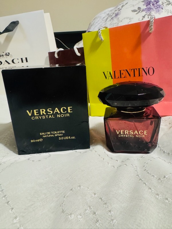 Versace Crystal Noir Eau De Toilette 90ml dark jewel-capped bottle with original gold black box
