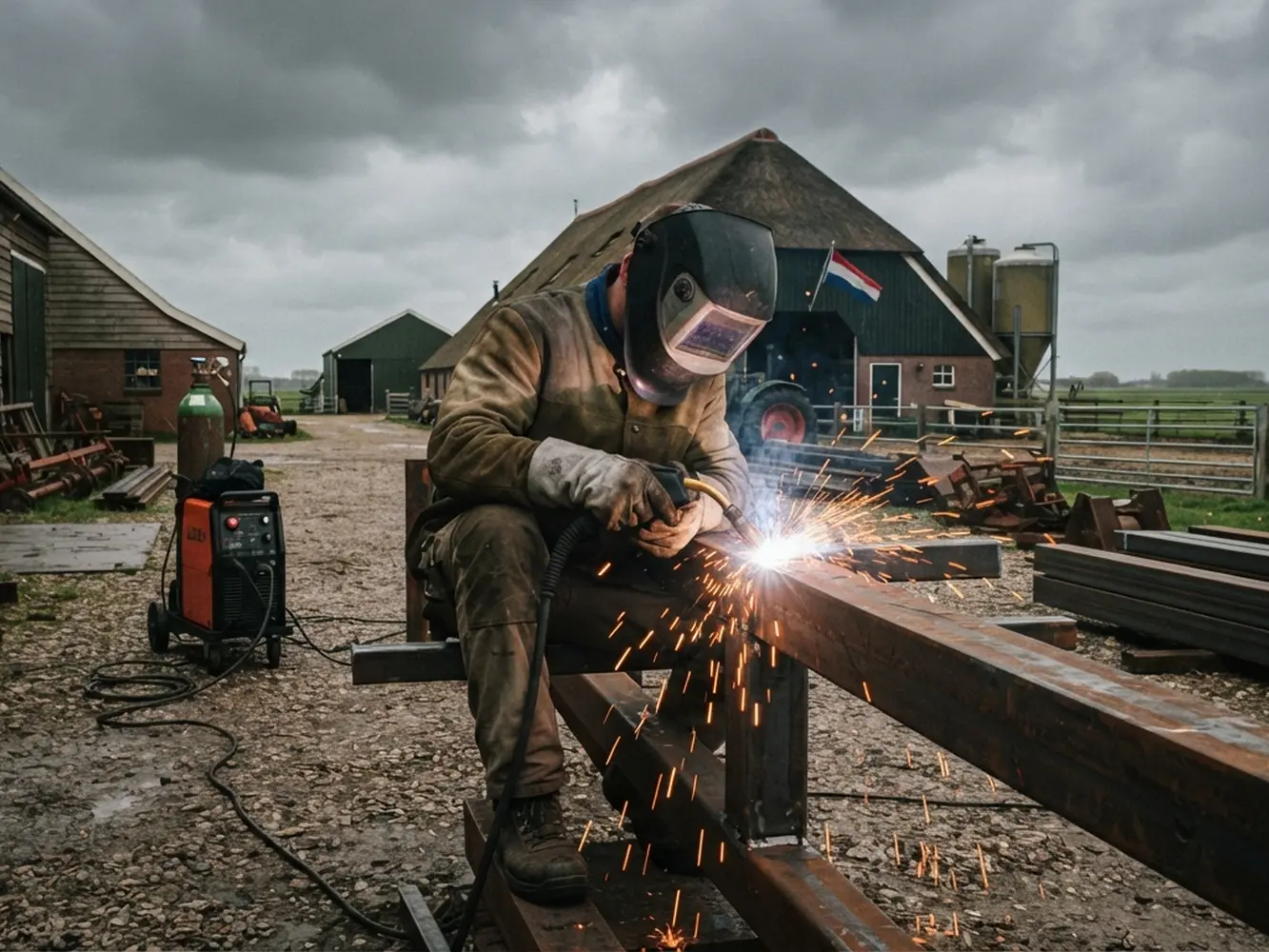 Laswerkzaamheden op een boerderij