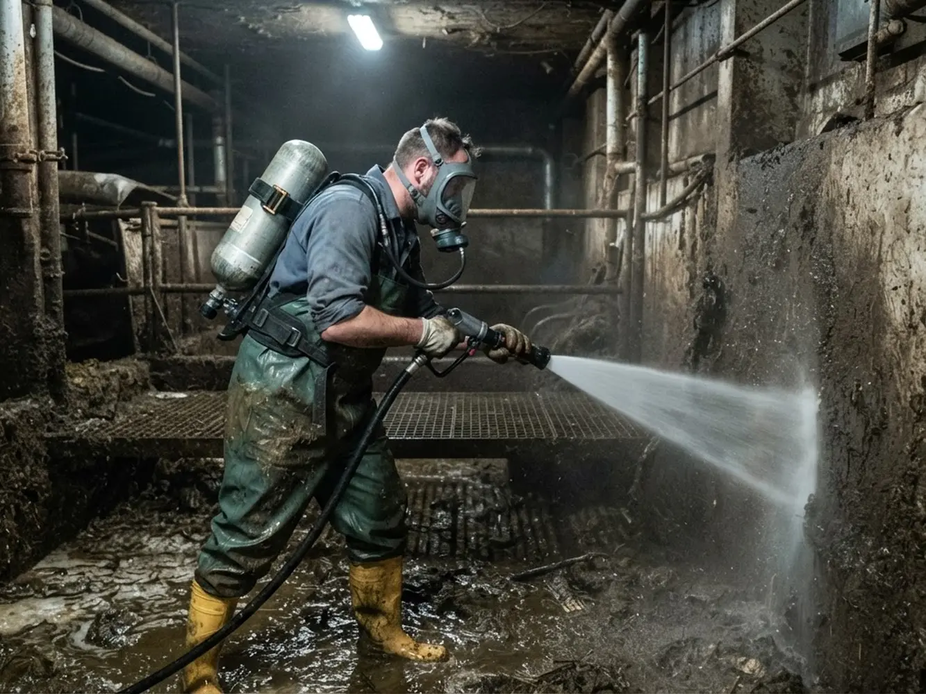 Uiltje Wiersma aan het werk op een agrarisch erf