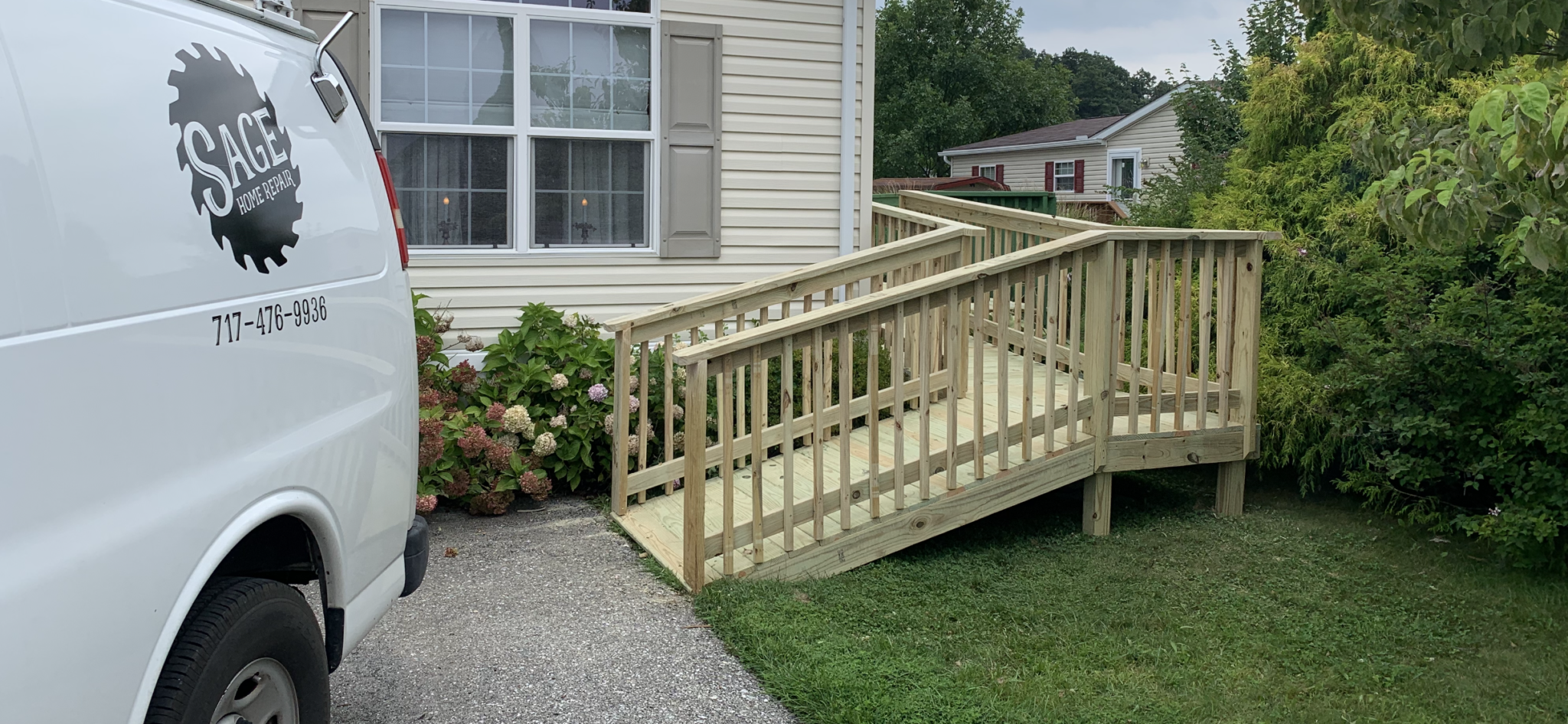 Sage Home Repair newly built wooden deck and ramp project