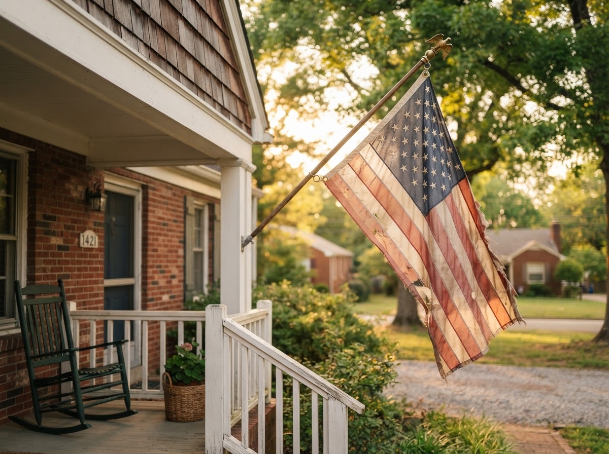 American flag honoring active military, veterans, and retirees