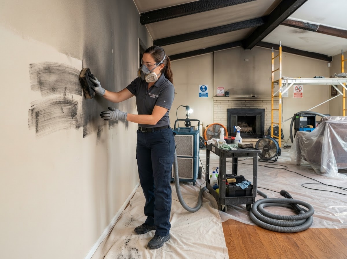 911 Mitigation Inc. Fire & Smoke Damage Restoration Smoke and soot cleanup after fire damage by 911 Mitigation Inc.