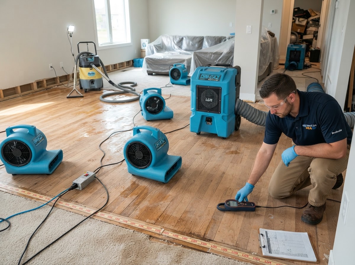 911 Mitigation Inc. Water Damage Restoration Water extraction and structural drying by 911 Mitigation Inc.