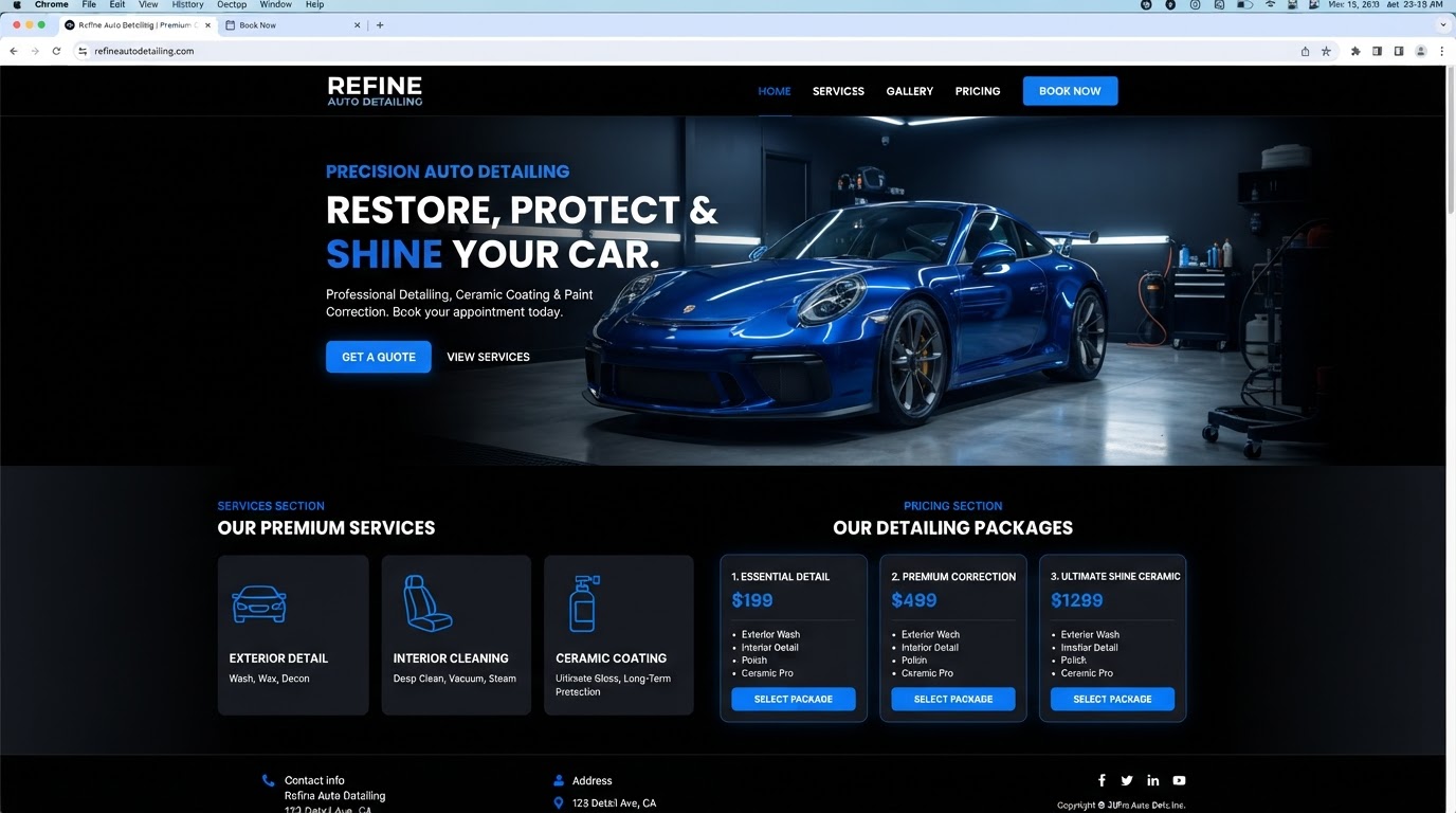 Pristine Auto Detailing — Car Detailing website by Purposed Unlocked Digital