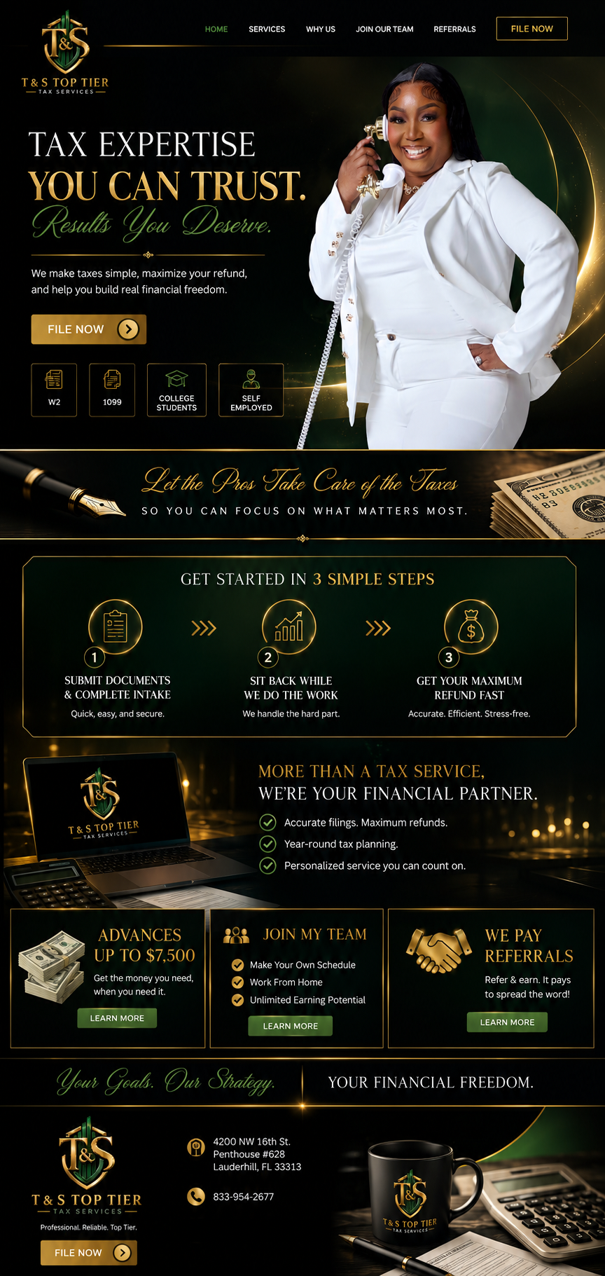 T&S Top Tier Tax Services — tax preparation, advances, team opportunities and referrals
