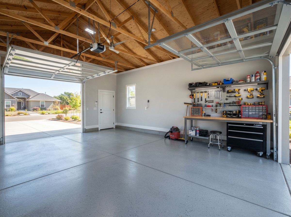 Newly built residential garage on a property in Byron Center, Michigan