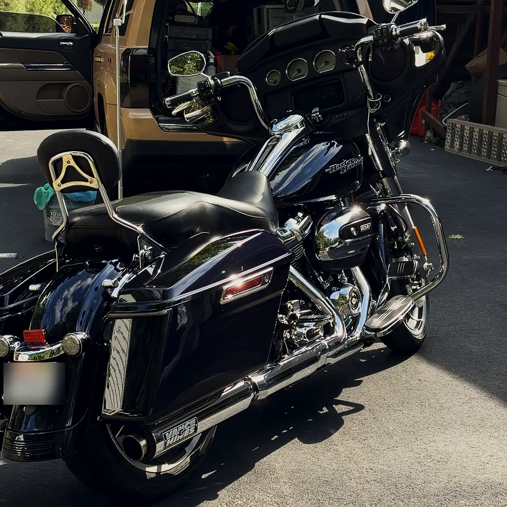 Motorcycle detailing by hand showing clean results in West Bridgewater MA 1