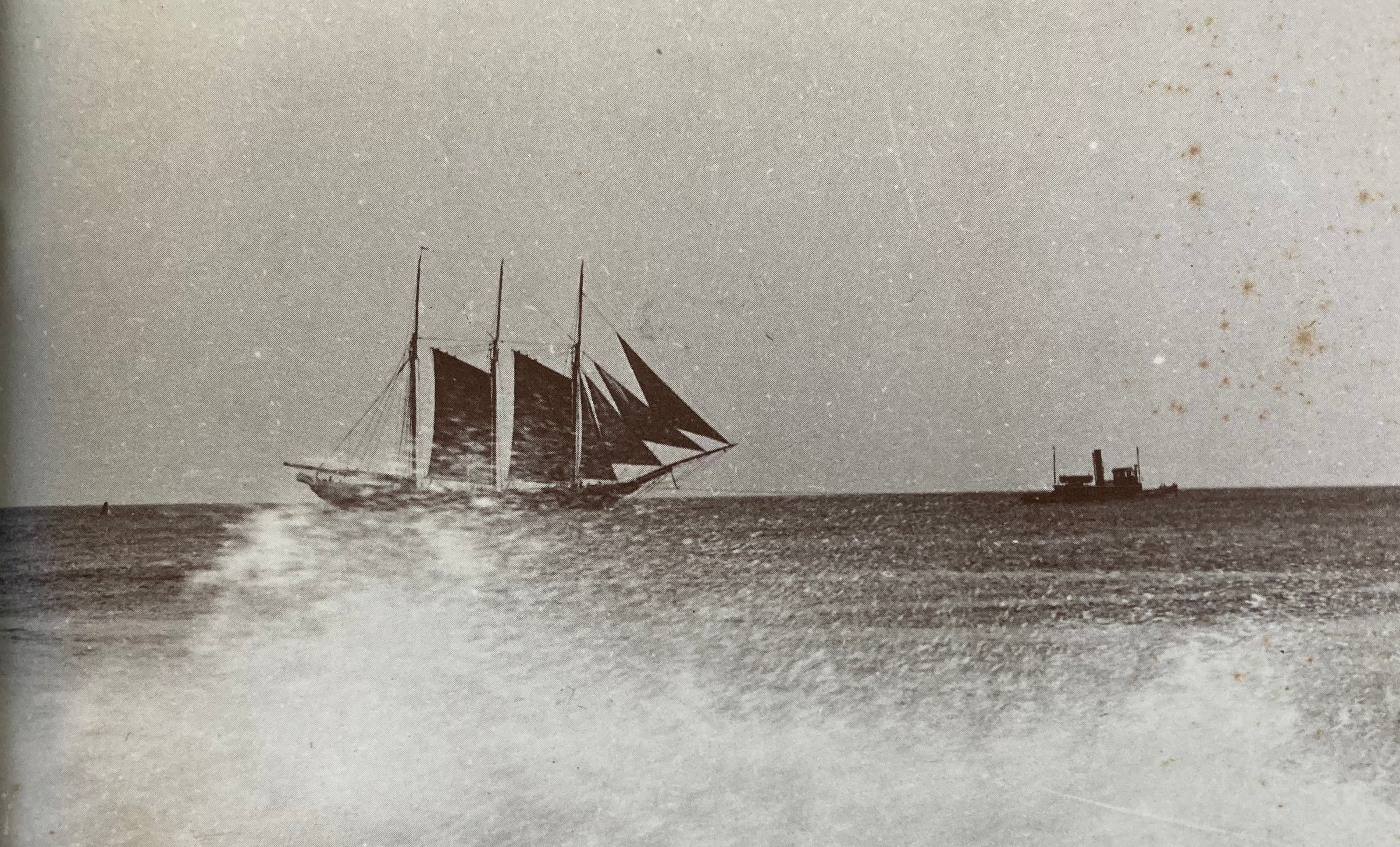 Sailing ship and tug