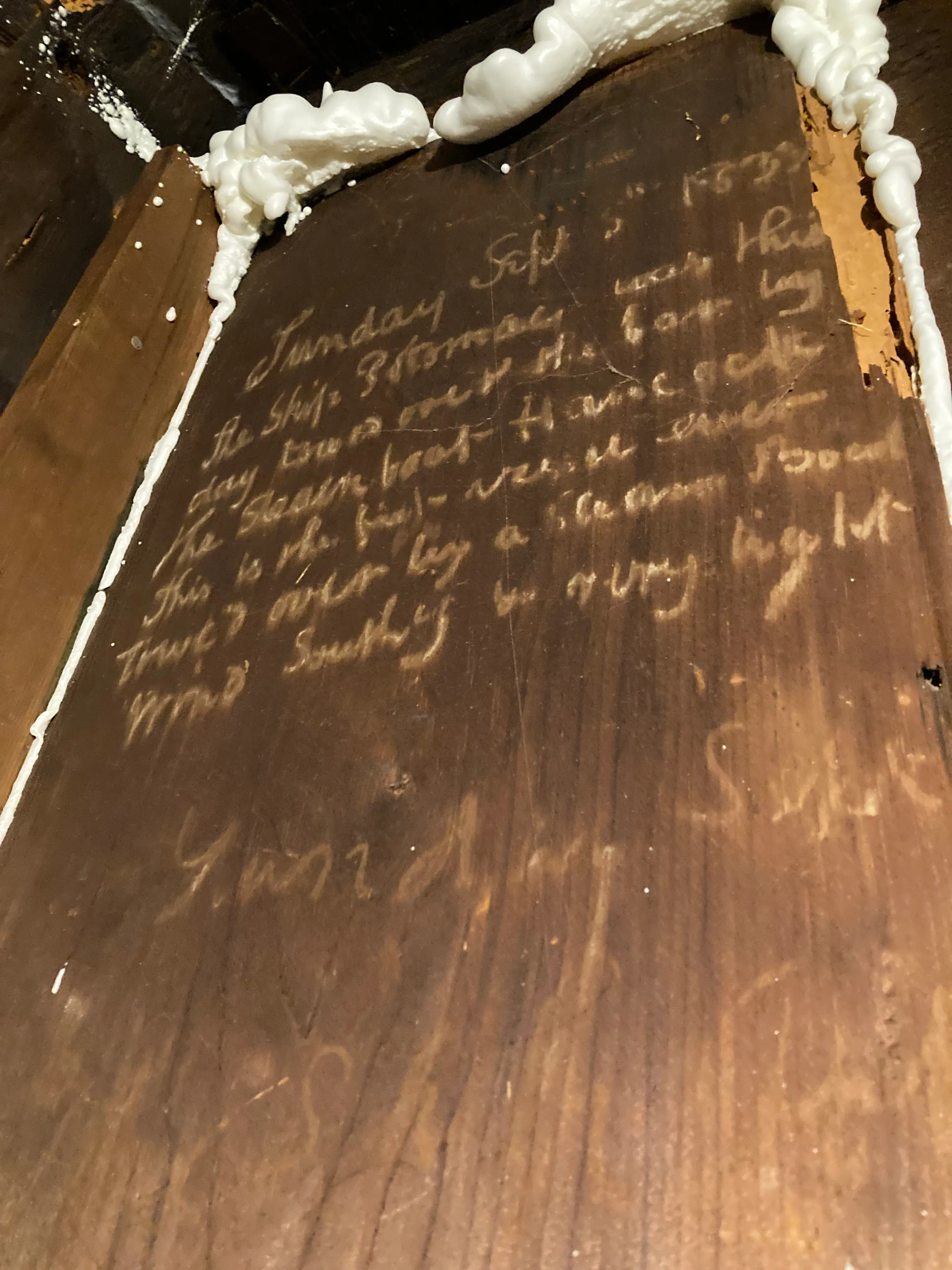 Inscription on planking board
